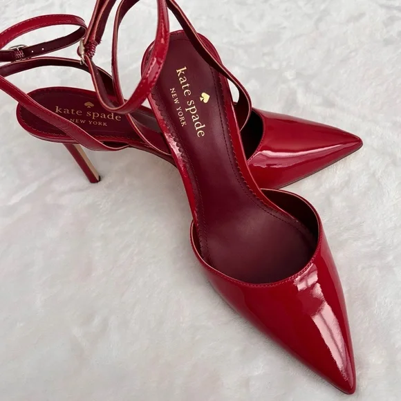 KATE SPADE NY Vivian Red Patent Leather Stiletto Heel Ankle Strap Pump--NEW--8 - Picture 5 of 15